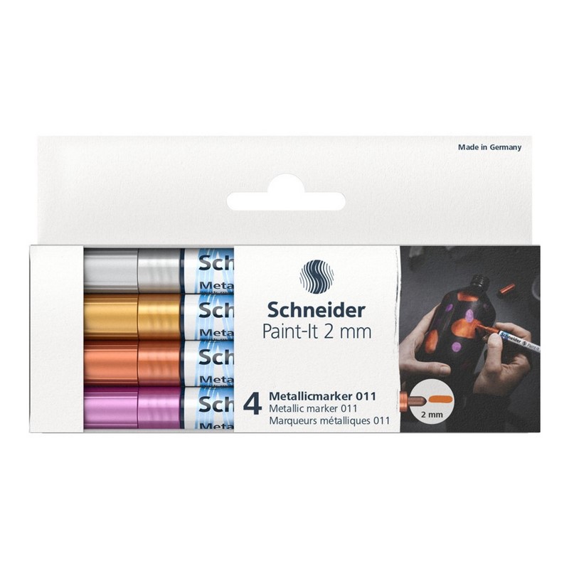 Akrylový popisovač SCHNEIDER Paint-It 2mm, 4ks metalické kreativní