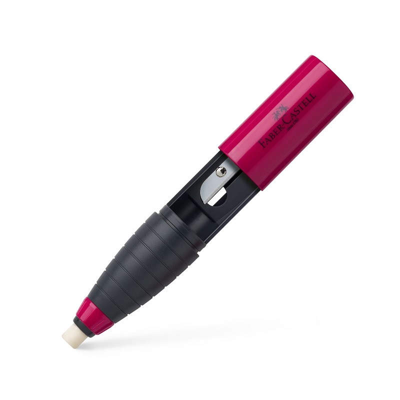FABER-CASTELL guma s ořezávátkem, modrá / růžová