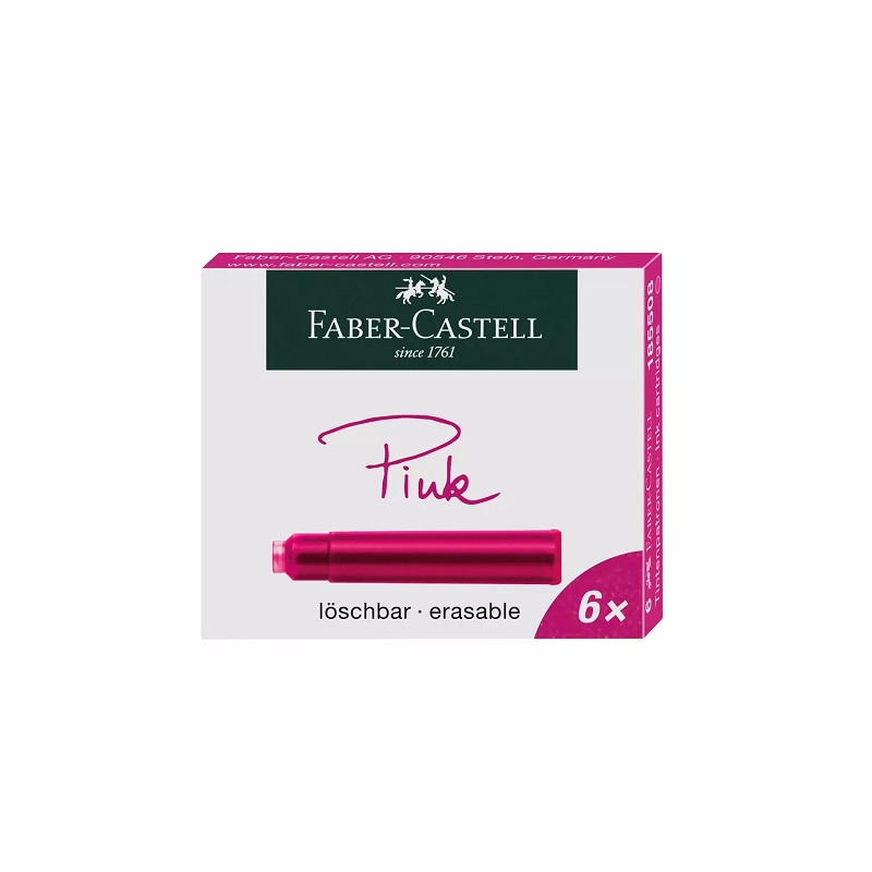 FABER-CASTELL inkoustové bombičky, 6ks růžové zmizíkovatelné