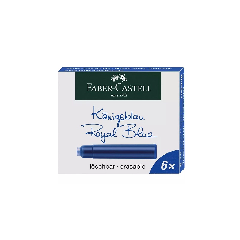 FABER-CASTELL inkoustové bombičky, 6ks modré zmizíkovatelné