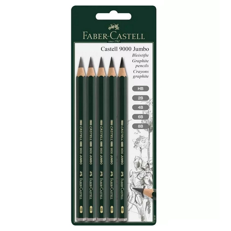 FABER-CASTELL grafitové tužky CASTELL 9000 JUMBO, 5ks