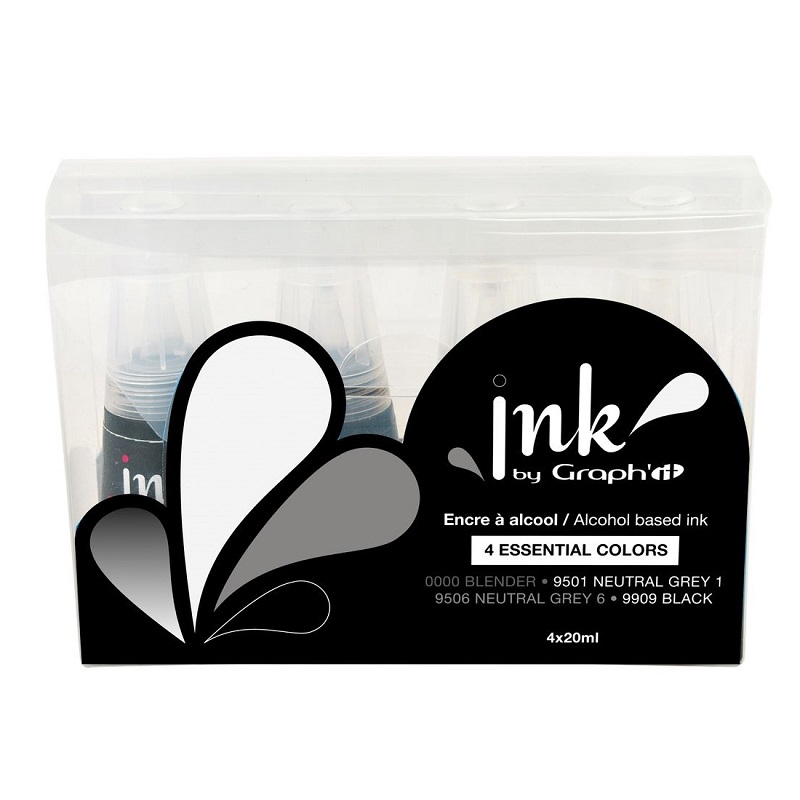 Lihové inkousty GRAPH'IT Ink 25ml, 4ks šedé, černá a blender