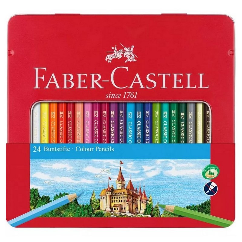 FABER-CASTELL Školní pastelky FABER-CASTELL, 24ks v kovové krabičce