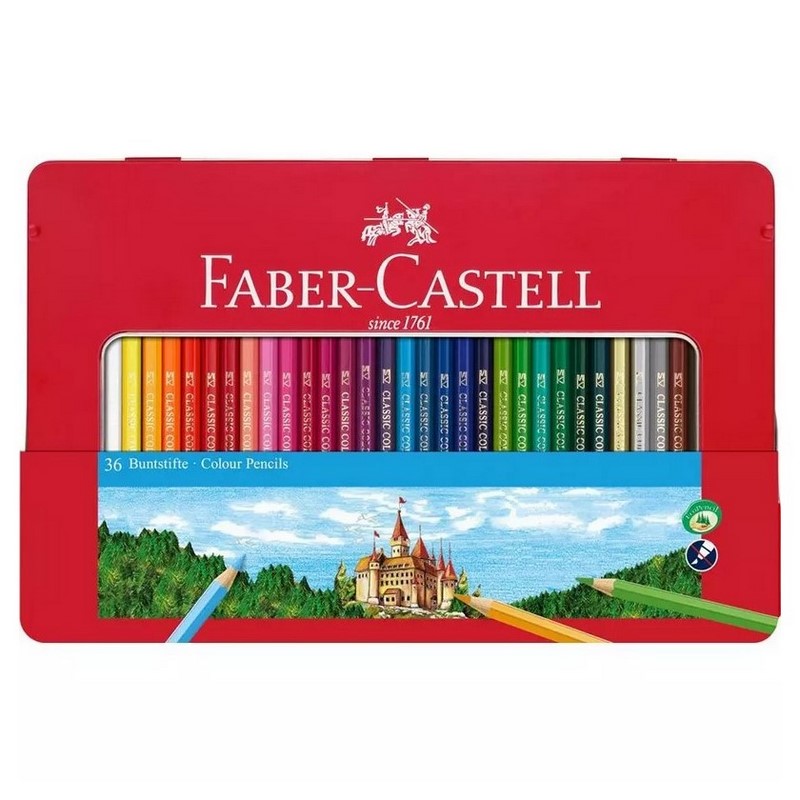 FABER-CASTELL Školní pastelky FABER-CASTELL, 36ks v kovové krabičce
