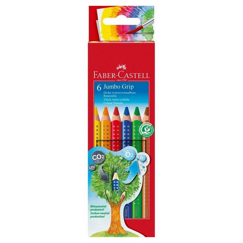 Školní akvarelové pastelky FABER-CASTELL Grip Jumbo, 6ks