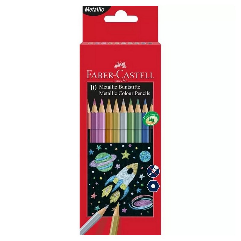 FABER-CASTELL Školní pastelky FABER-CASTELL, 10ks metalické