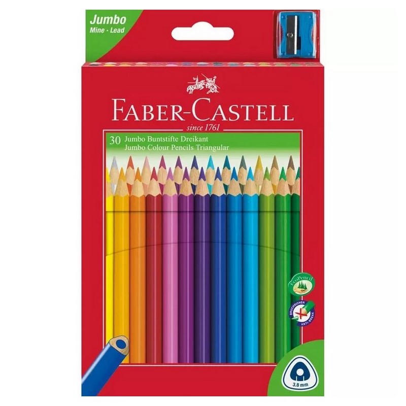 Školní pastelky FABER-CASTELL Ergo Jumbo, 30ks + ořezávátko