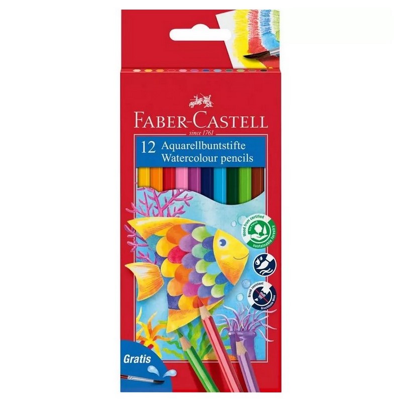 FABER-CASTELL Akvarelové pastelky FABER-CASTELL, 12ks + štětec