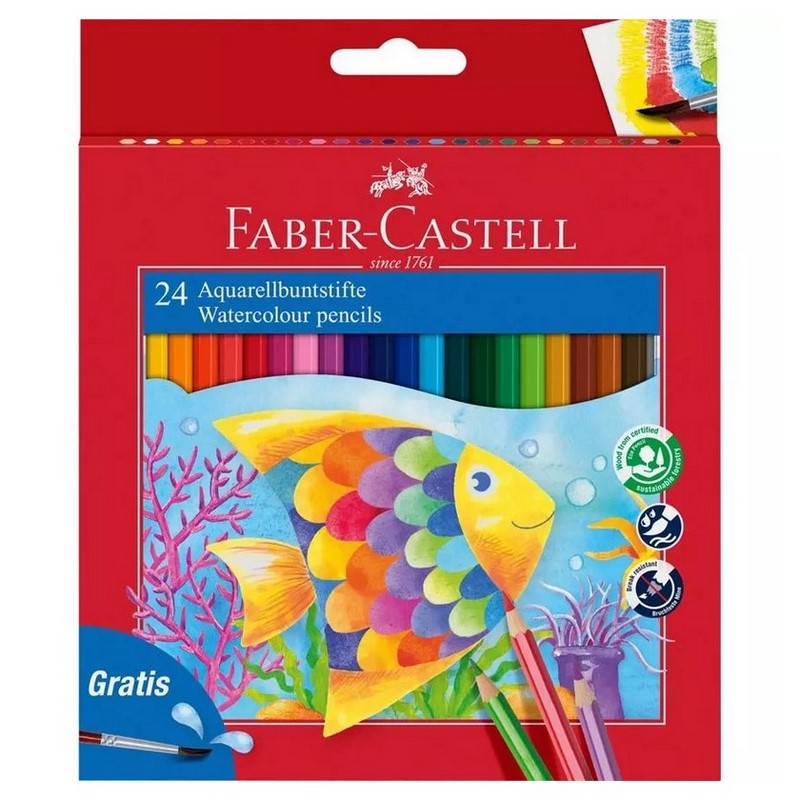 FABER-CASTELL Akvarelové pastelky FABER-CASTELL, 24ks + štětec
