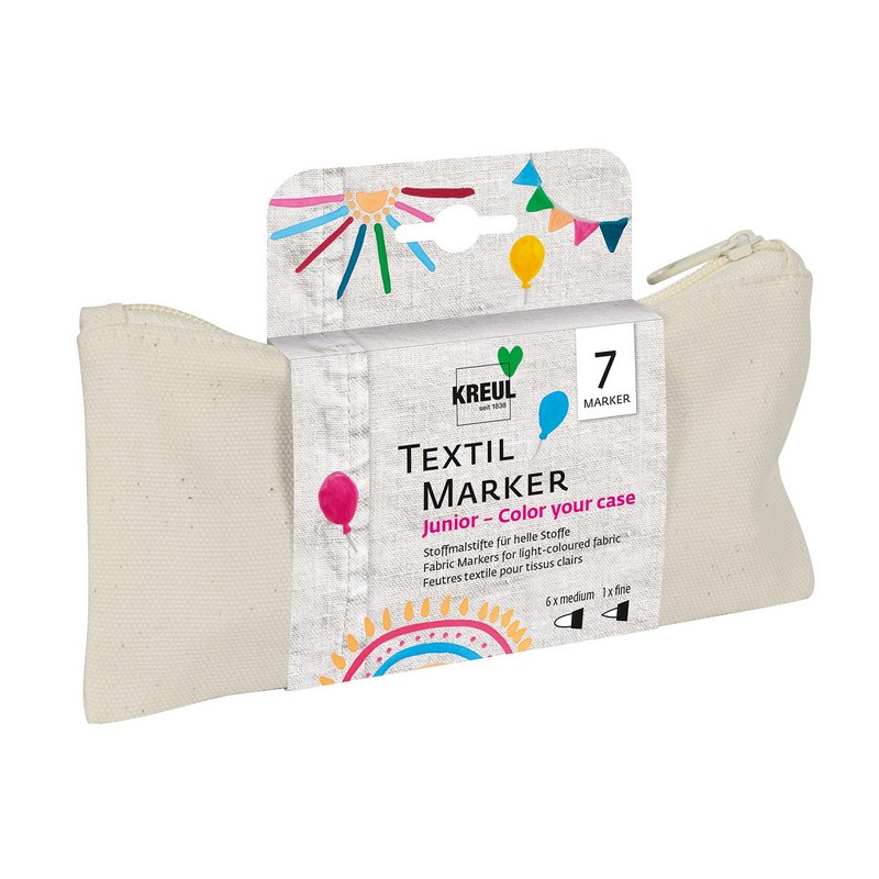 Popisovač na textil KREUL Junior "M", sada 7ks s penálem