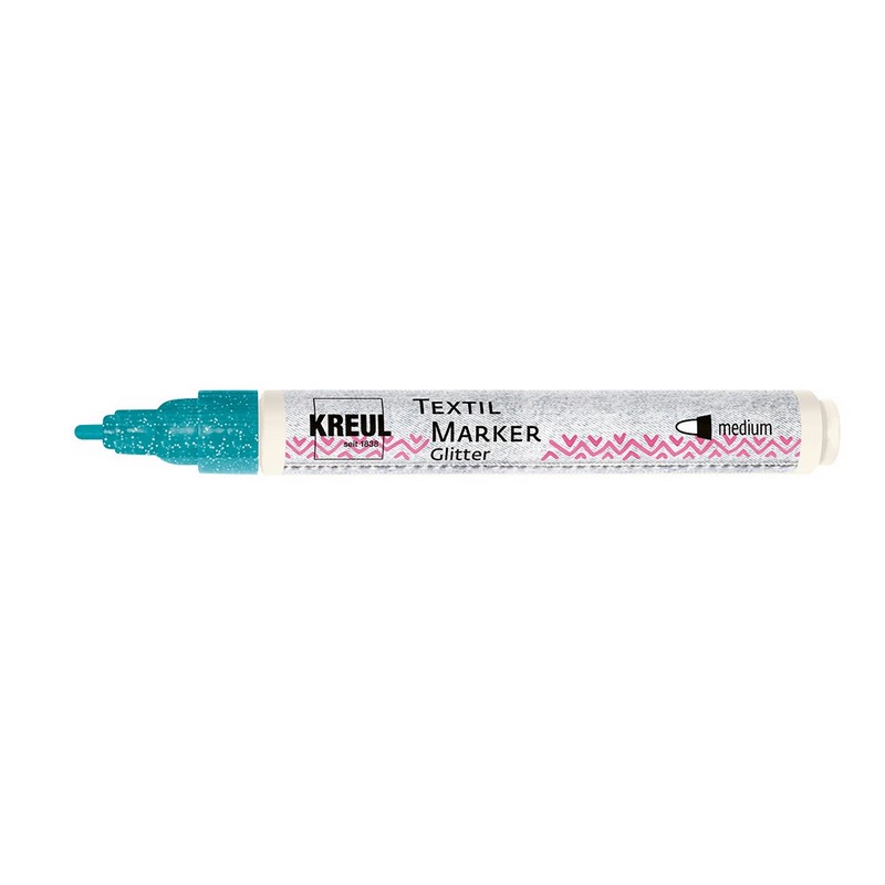 Popisovač na textil KREUL Glitter "M", tyrkysový
