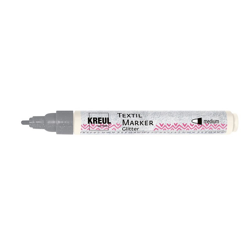 Popisovač na textil KREUL Glitter "M", stříbrný