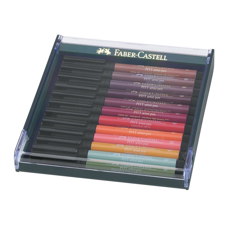FABER-CASTELL PITT Artist Pen, set 12ks zemité