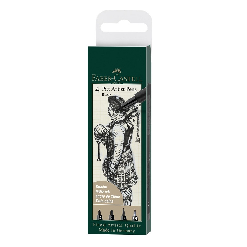 FABER-CASTELL PITT Artist Pen Liner, set 4ks černé "1,5-FM"