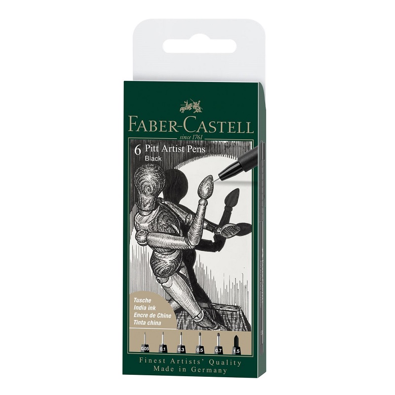 FABER-CASTELL PITT Artist Pen Liner, set 6ks černé "XXS-1,5"