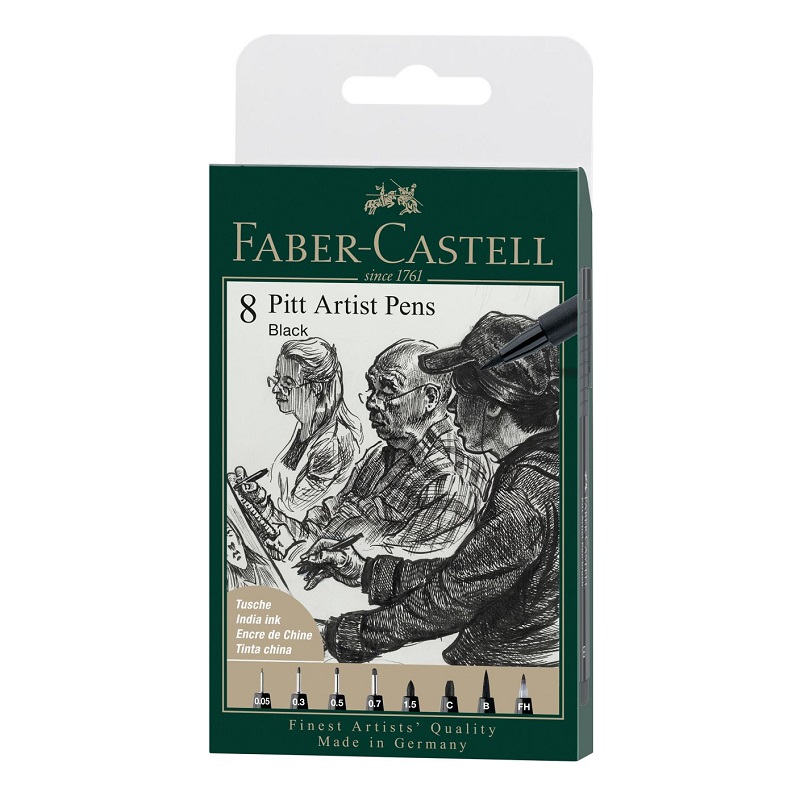 FABER-CASTELL PITT Artist Pen Liner, set 8ks černé "XXS-FH"