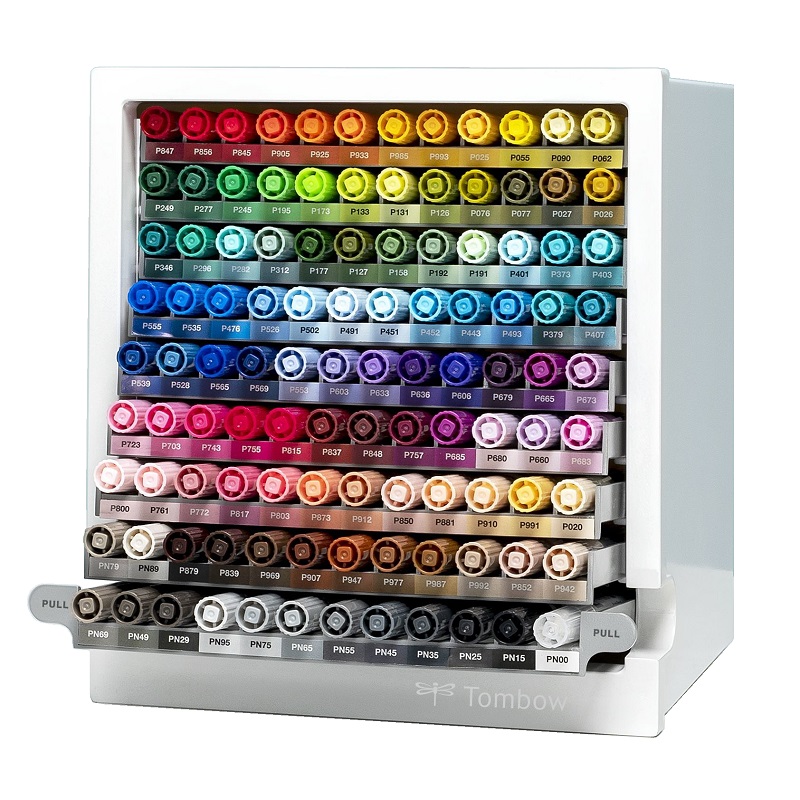 TOMBOW ABT akvarelový Dual Brush Pen, 108ks + stolní organizér