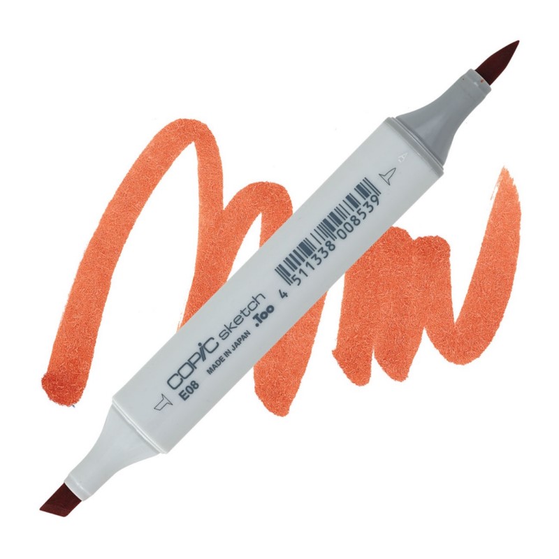 Lihová fixa COPIC Sketch oboustranná Brush & Chisel, E08 Brown