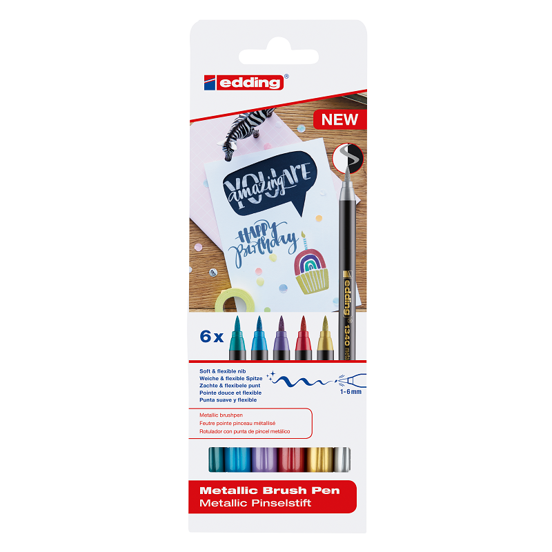 Štětcový fix EDDING 1340 METALLIC na papír, 6ks