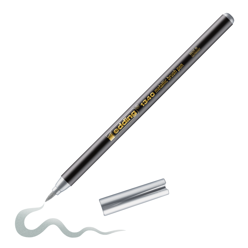 Štětcový fix EDDING 1340 METALLIC na papír, metalický stříbrný