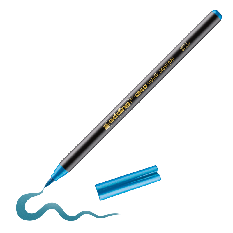 Štětcový fix EDDING 1340 METALLIC na papír, metalický modrý