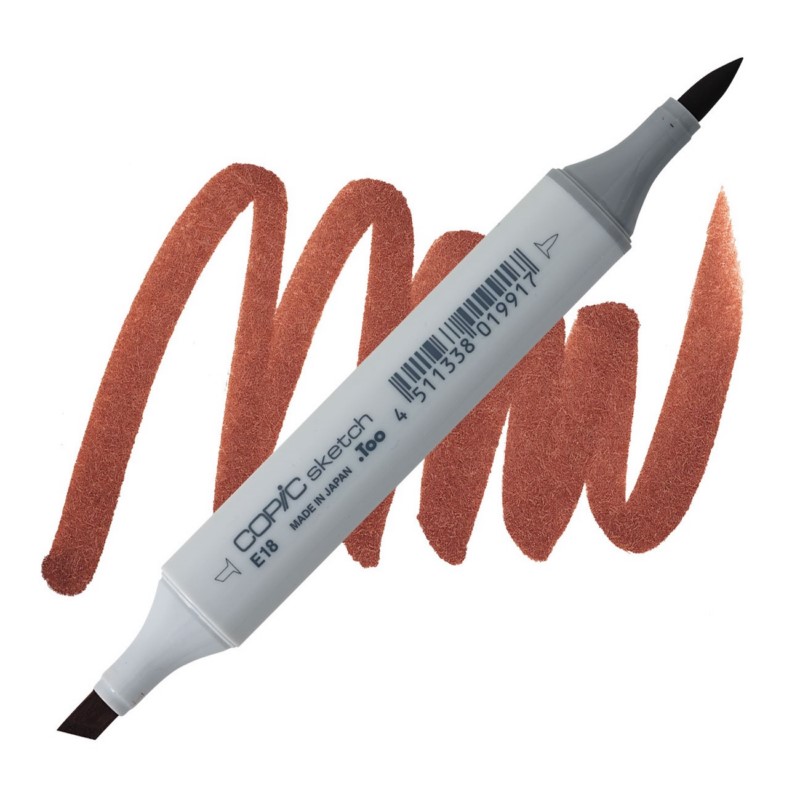 Lihová fixa COPIC Sketch oboustranná Brush & Chisel, E18 Copper