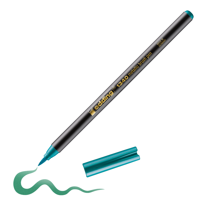 Štětcový fix EDDING 1340 METALLIC na papír, metalický zelený