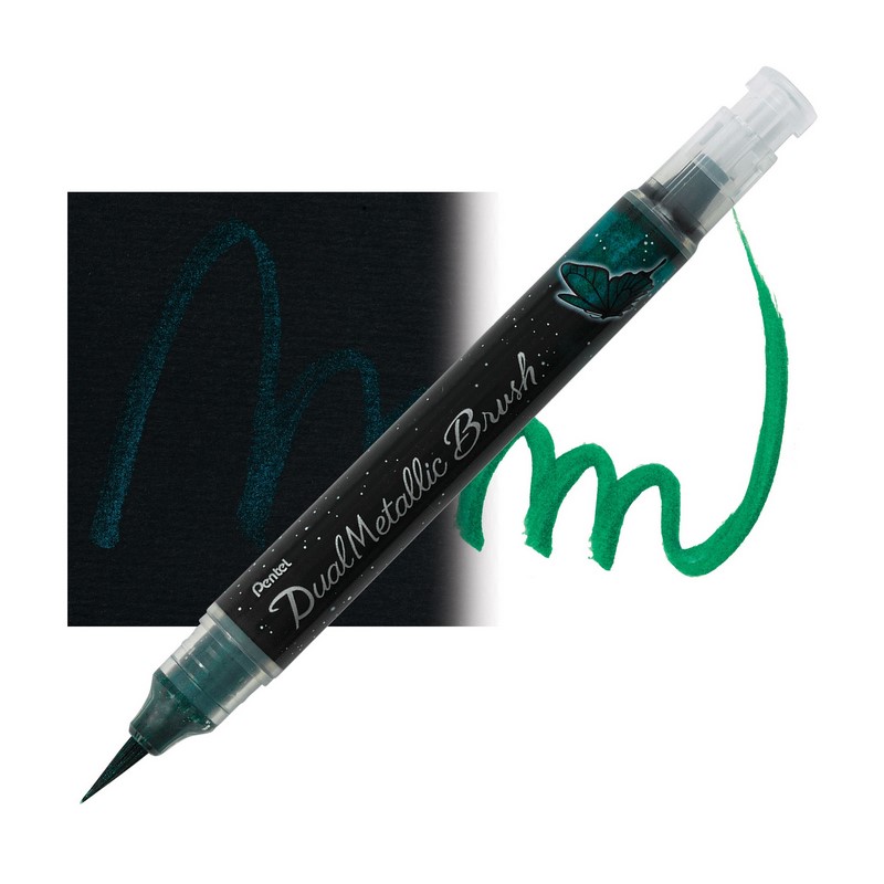 PENTEL Dual Metallic Brush Pen, zelený
