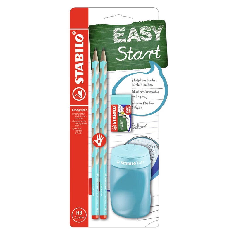 Tužky STABILO EASYgraph S, modré pro praváky s ořezávátkem a gumou