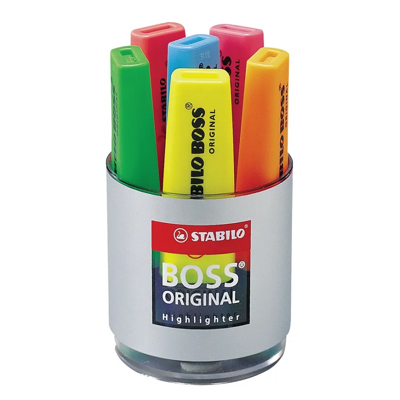 Zvýrazňovač STABILO BOSS ORIGINAL, 6ks ve skleničce
