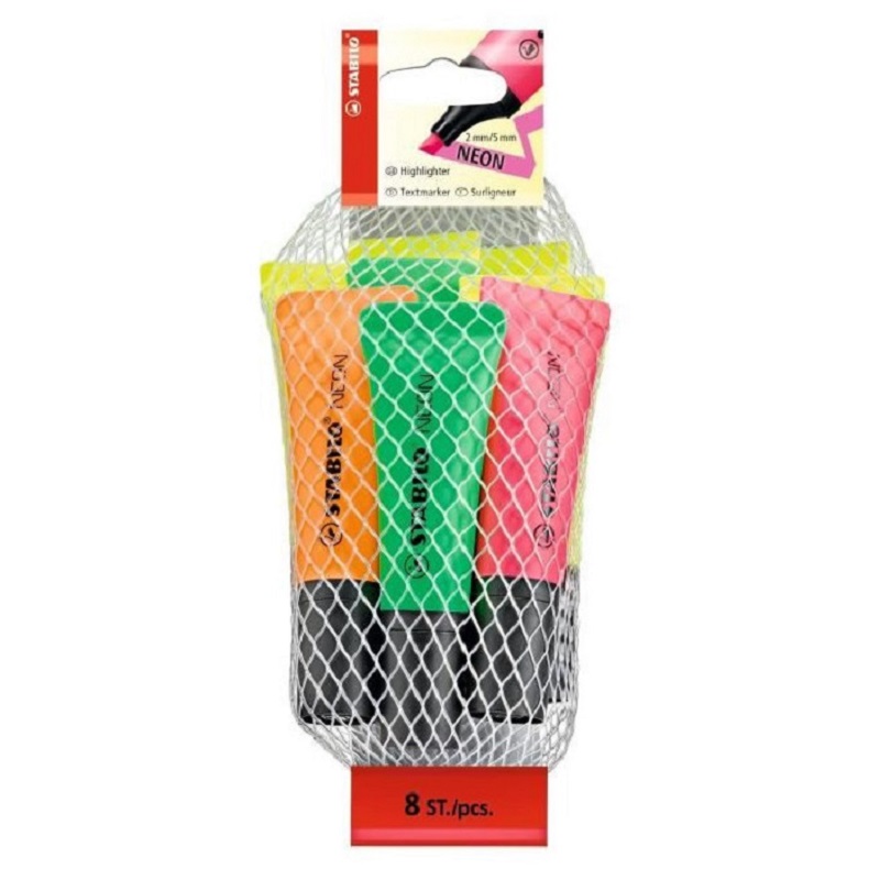 Zvýrazňovač STABILO NEON, 8ks v síťce