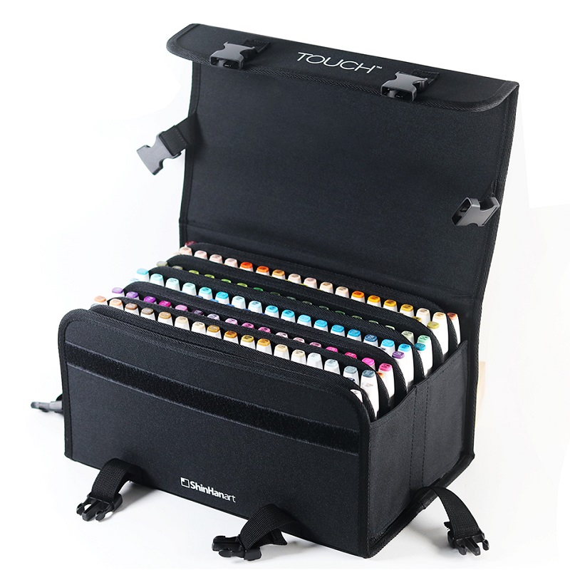 Lihové fixy TOUCH oboustranné Brush & Chisel, 204ks Complete Set v pouzdře