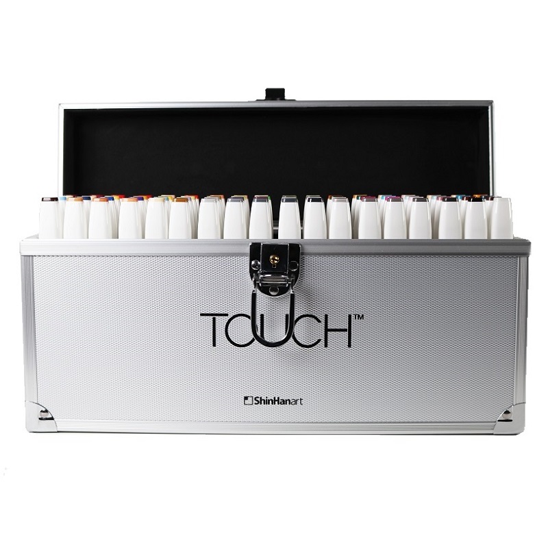 Lihové fixy TOUCH oboustranné Brush & Chisel, 72ks v kovovém kufru