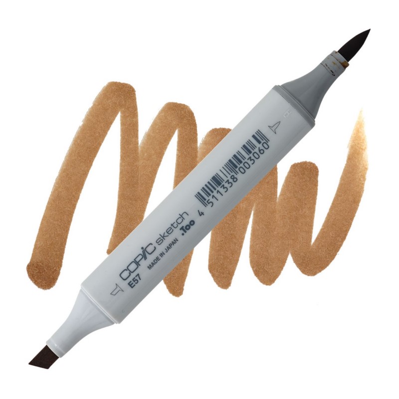 Lihová fixa COPIC Sketch oboustranná Brush & Chisel, E57 Light walnut