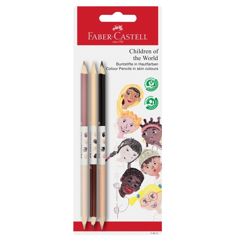 Školní pastelky FABER-CASTELL "Children of the world" Grip, 3ks oboustranných