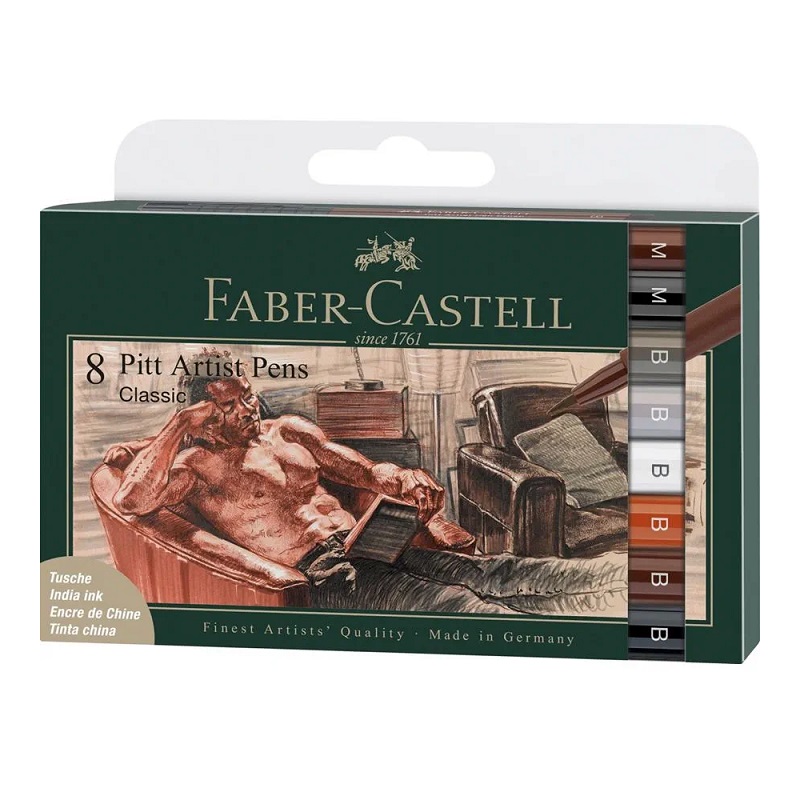 FABER-CASTELL PITT Artist Pen, set 8ks Classic