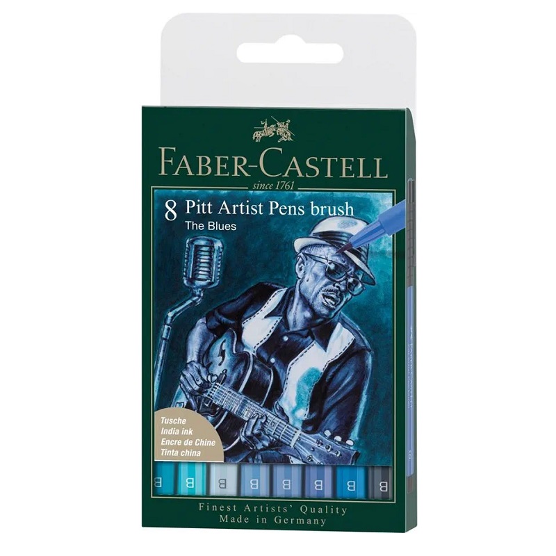 FABER-CASTELL PITT Artist Pen, set 8ks The Blues