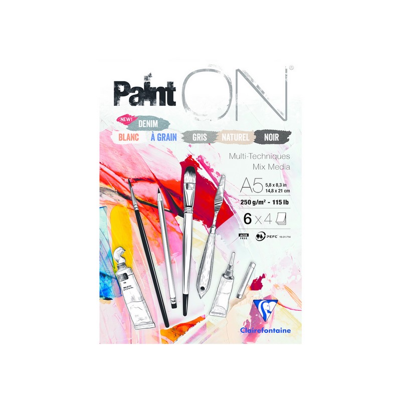 Blok CLAIREFONTAINE Paint'On Mix Colors, A5, 250g, 24 listů