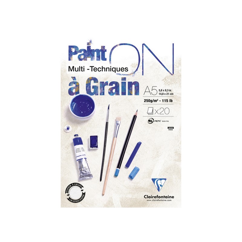 Blok CLAIREFONTAINE Paint'On Grain, A5, 250g, 20 listů