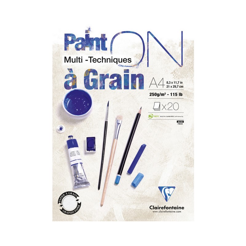 Blok CLAIREFONTAINE Paint'On Grain, A4, 250g, 20 listů