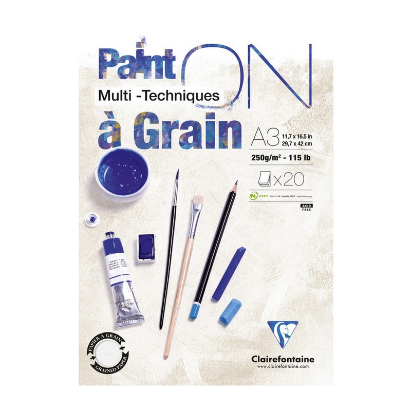 Blok CLAIREFONTAINE Paint'On Grain, A3, 250g, 20 listů