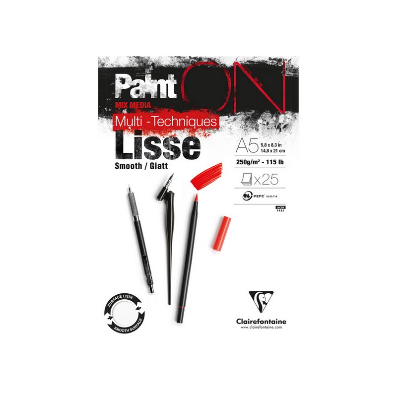 Blok CLAIREFONTAINE Paint'On Smooth, A5, 250g, 25 listů