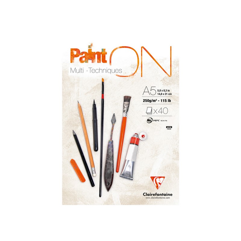 Blok CLAIREFONTAINE Paint'On White, A5, 250g, 40 listů