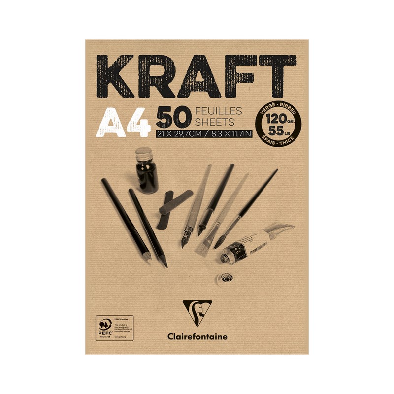 Blok CLAIREFONTAINE Brown Kraft, A4, 120g, 50 listů