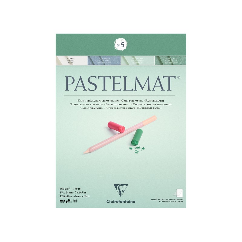 Blok CLAIREFONTAINE Pastelmat č.5, 18x24cm, 360g, 12 listů
