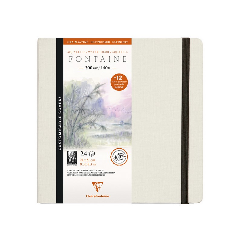 Skicář CLAIREFONTAINE Fontaine HP, 21x21cm, 300g, 24 listů + 4 pohledy
