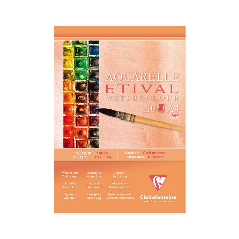 Blok CLAIREFONTAINE Etival CP, A4, 300g, 10 listů