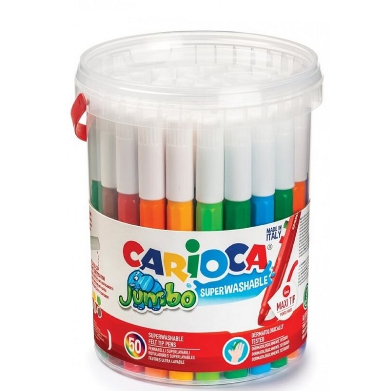 Fixy CARIOCA Jumbo, 50 ks v kyblíku