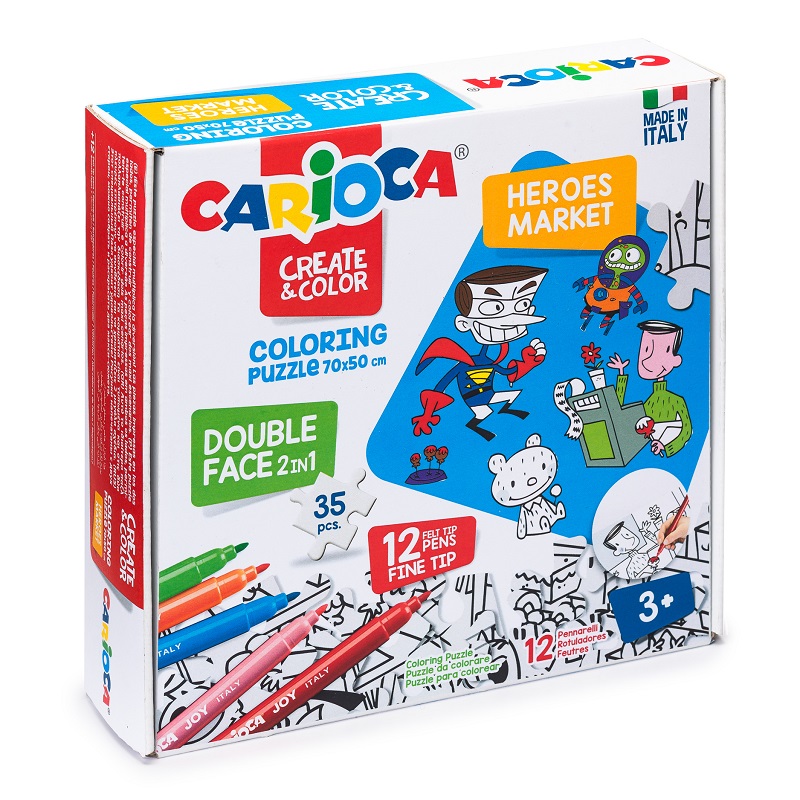 Kreativní sada CARIOCA Puzzle, hrdinové + 12 fix