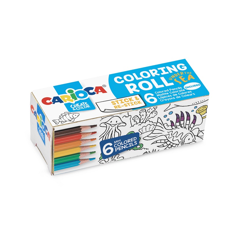 Pastelky CARIOCA Mini 6ks s rolí omalovánek, motivy moře